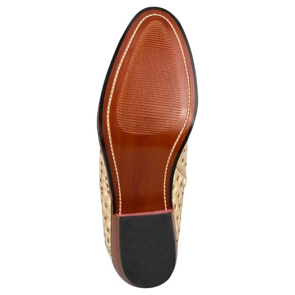 LIBERTYZENO Men's Ostrich Print Leather High Ankle Zipper Retro Beige Boots - Picture 7 of 8